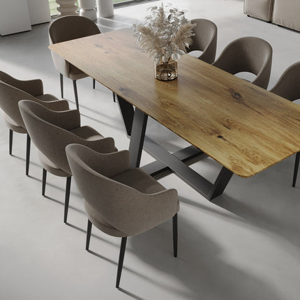 Langrick Solid Oak Dining Table Steel Base