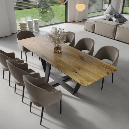 Langrick Solid Oak Dining Table Steel Base