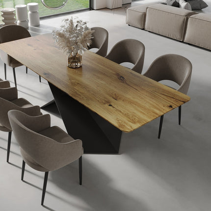 Mavis Oak Dining Table Steel Base