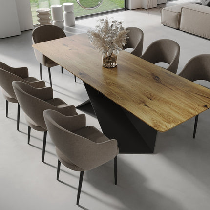 Mavis Oak Dining Table Steel Base