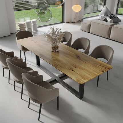 Yarm Solid Oak Dining Table Steel Base