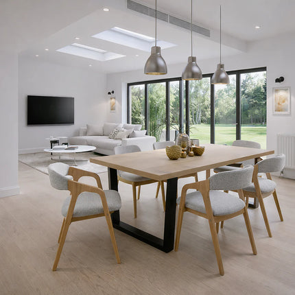 Elsham Solid Oak Dining Table Standard Steel Leg