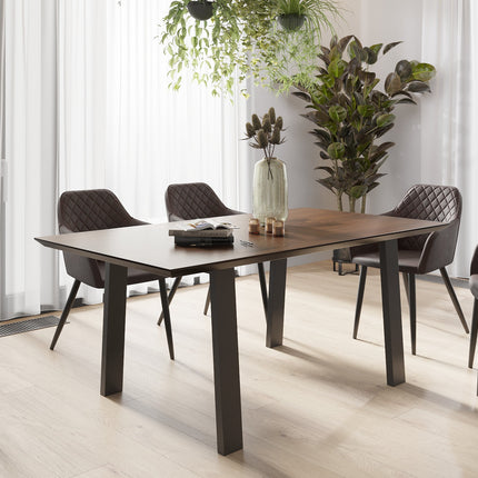 Girton Solid Oak Dining Table with Steel Legs
