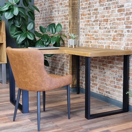 Brigg L-Shape Desk with Industrial Legs and Rustic Wood