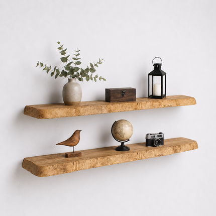 Croxby Live Edge Round Corners Rustic Floating Shelf