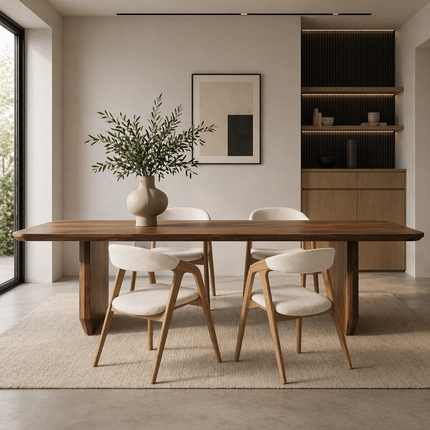 Ryton Oak Modern Dining Table Wooden Base