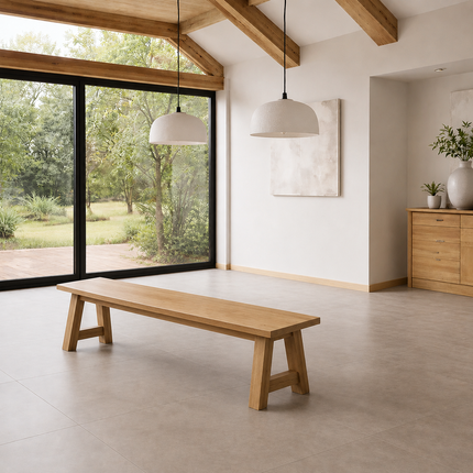 Solid Oak Dining Bench Wooden Chunky Legs