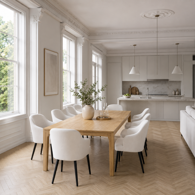 Milton Solid Oak Dining Table with Wooden Legs