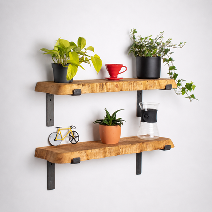 Croxby Live Edge Round Corners Rustic Shelf Lipped Shaped Bracket