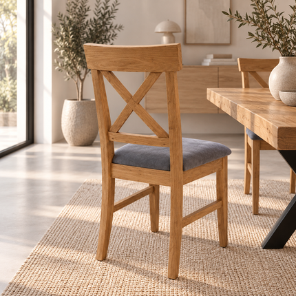 Slea Solid Oak Live Edge Dining Set – Table, Bench & 6 Alex Chairs with XF Steel Legs