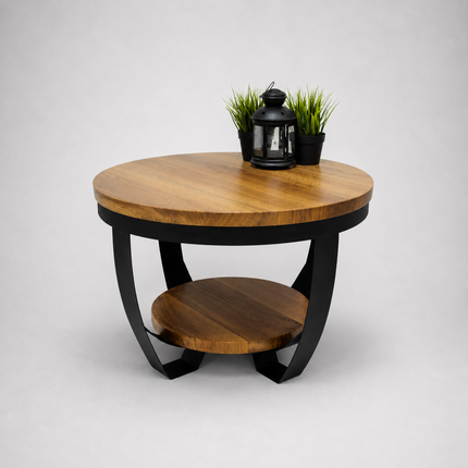 Oak Coffee table with two shelves NASH