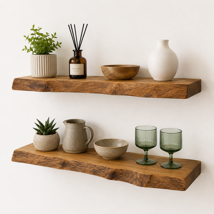 Firsby Live Edge Rustic Floating Shelf