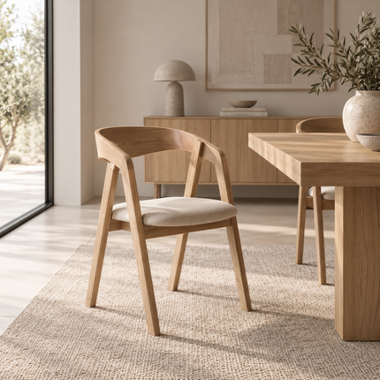 Lymn Solid Oak Dining Set – Dining Table & 6 Aby Chairs with XF Wooden Legs