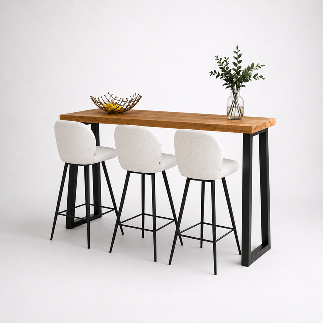 Brigg Straight Edge Breakfast Bar Trapezium Steel Legs