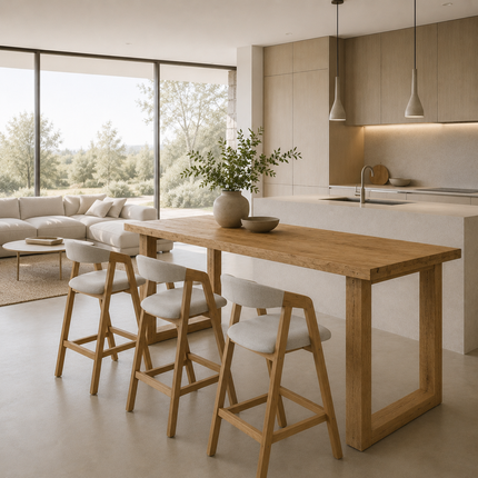 Brigg Straight Edge Breakfast Bar Square Wooden Legs
