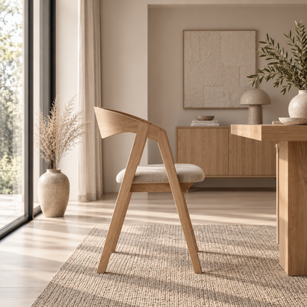 Lymn Solid Oak Dining Set – Dining Table & 6 Aby Chairs with XF Wooden Legs
