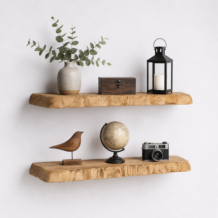 Croxby Live Edge Round Corners Rustic Floating Shelf