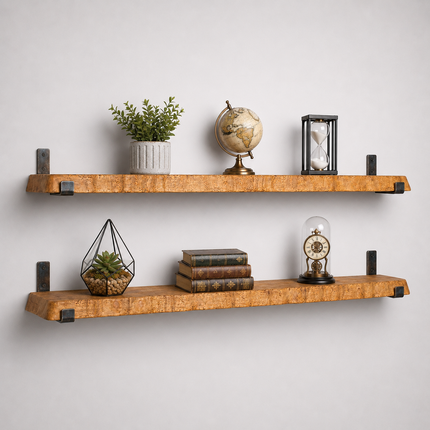 Croxby Live Edge Round Corners Rustic Shelf U Shaped Bracket
