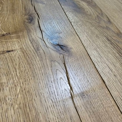 Wrangle Rustic Reclaimed Solid Oak Dining Table Steel Legs