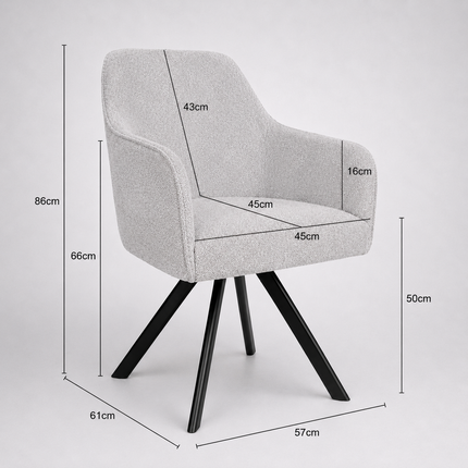 Dinin chair Brando with metal legs