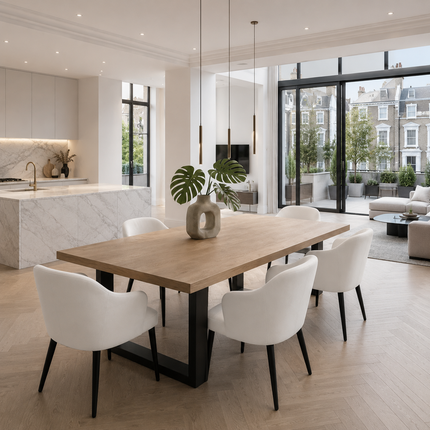 Elsham Solid Oak Dining Table Standard Steel Leg