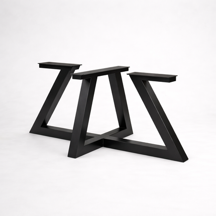 Firsby Live Edge Extendable 2-Sides Dining Table Triangle Steel Base