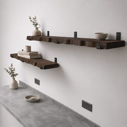 Reclaimed Live Edge Rustic Shelf U Shaped Bracket