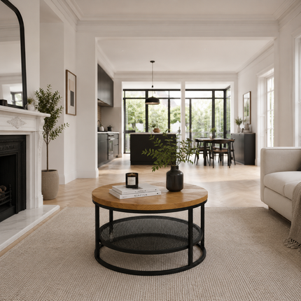 Round oak coffee table Per