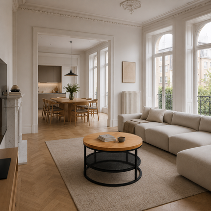 Round oak coffee table Per