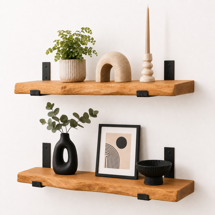 Firsby Live Edge Rustic Shelf U Shaped Bracket