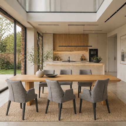 Ryton Oak Modern Dining Table Wooden Base