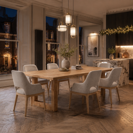 Beesby Solid Oak Dining Table with Square Wooden Legs