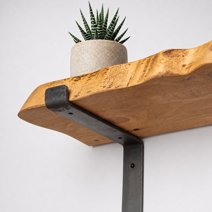 Croxby Live Edge Round Corners Rustic Shelf Lipped Shaped Bracket