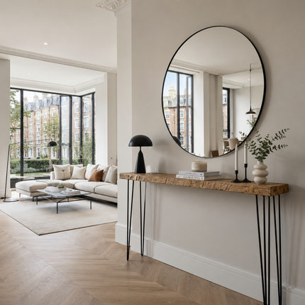Freestanding Rustic Console Table With Hairpin Legs 24cm Depth