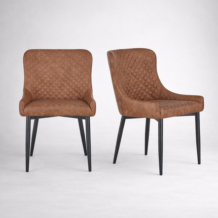 Yarm Dining Chairs, Tan Faux Leather