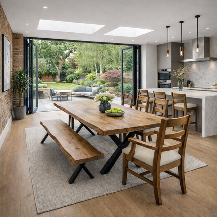 FIRSBY SET   Table / Bench / 5 Wooden Chairs