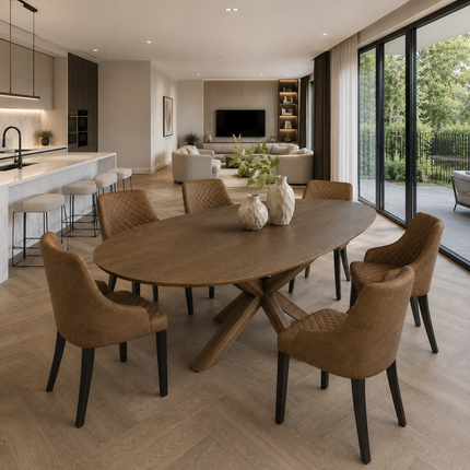 Elkington Solid Oak Dining Table with Wooden Legs