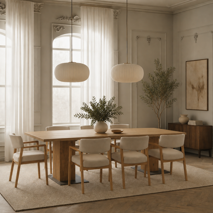 Swaton Solid Oak Dining Table with Wooden Base