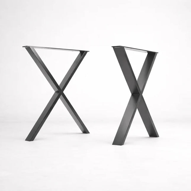 Firsby Live Edge Extendable 2-Sides Dining Table X Frame Steel Legs