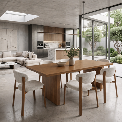Eau Solid Oak SET Table/6 Chairs - Solid Oak Dining Table/Chairs Kirk