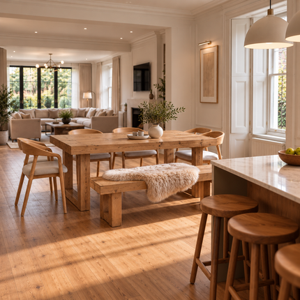 Boston Chunky Rustic Solid Oak Dining Table – Square Wooden Legs