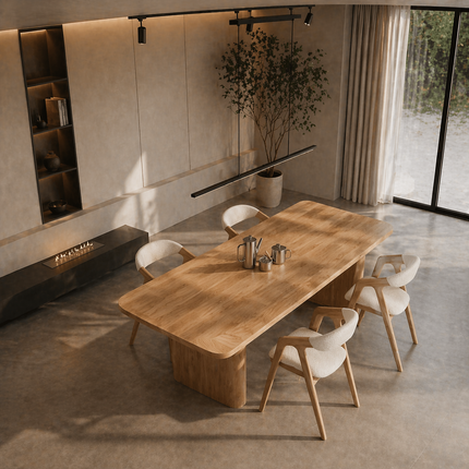 Keld Oak Modern Dining Table Chunky Wooden Base