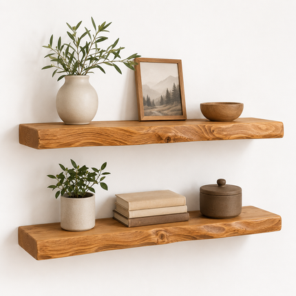 Firsby Live Edge Rustic Floating Shelf