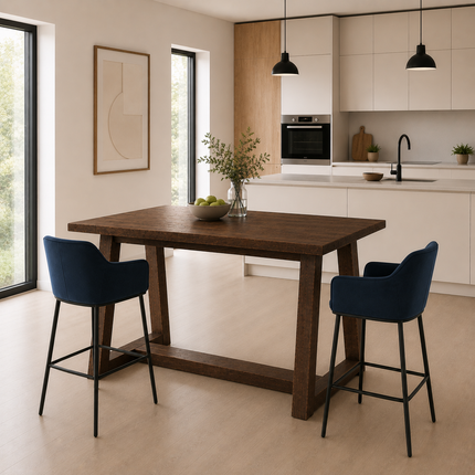 Brigg Straight Edge Breakfast Bar Trapezium Wooden Legs