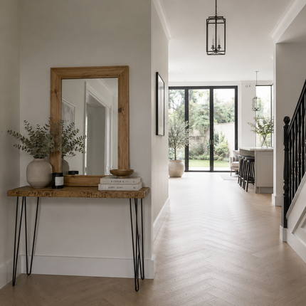 Freestanding Rustic Console Table With Hairpin Legs 34cm Depth
