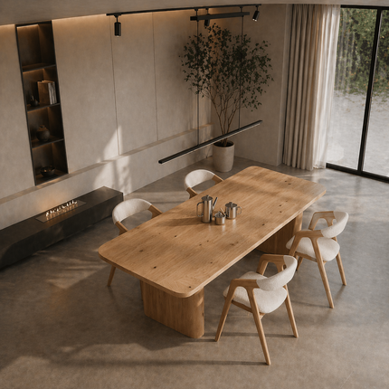 Keld Oak Modern Dining Table Chunky Wooden Base