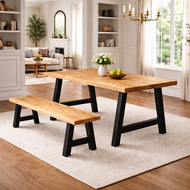 Solid Oak Dining Bench Chunky Legs 0107