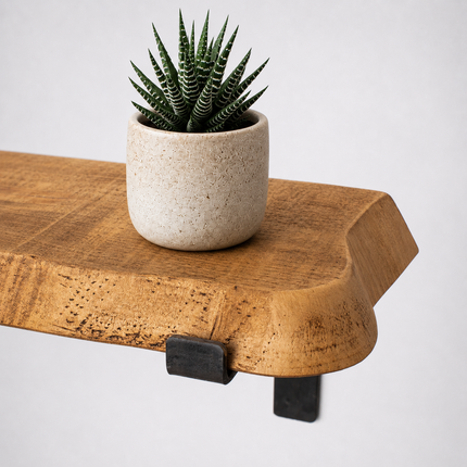 Croxby Live Edge Round Corners Rustic Shelf Lipped Shaped Bracket