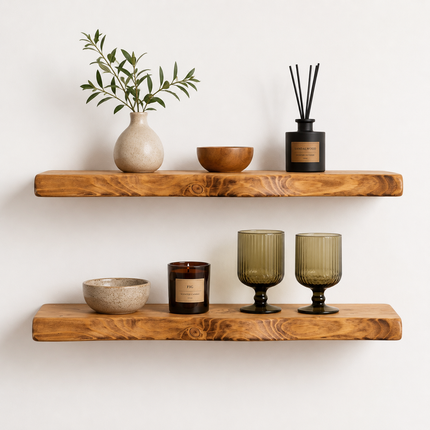 Firsby Live Edge Rustic Floating Shelf