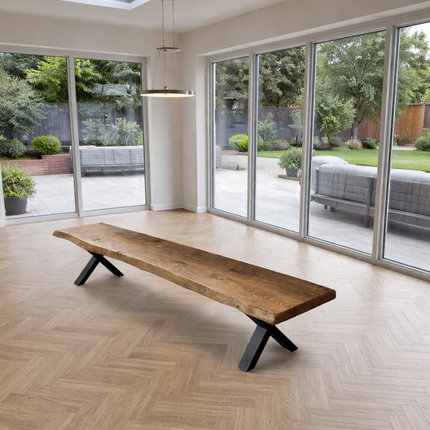 Firsby Live Edge Dining Bench Steel Legs